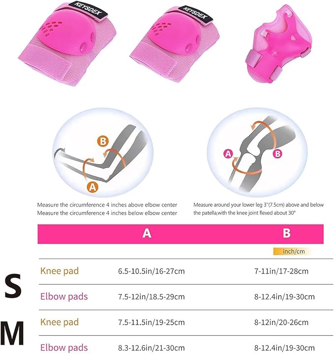 Kids/Youth Knee Pads Elbow Pads Wrist Guards Protective Gear Set for 3-15 Years, Child Roller Skates, Cycling, BMX Bike, Skateboard, Inline Skating, Scooter Riding and Outdoor Sports