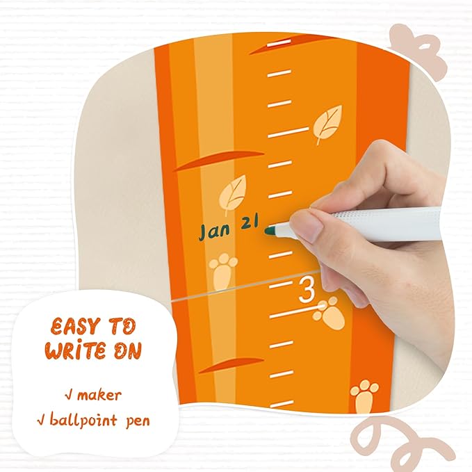 Woodemon Personalized Child Growth Charts,Rabbits and Carrots Wooden Kids Height Wall Chart, Height Measurement for Wall Kids Room Nursery Decor