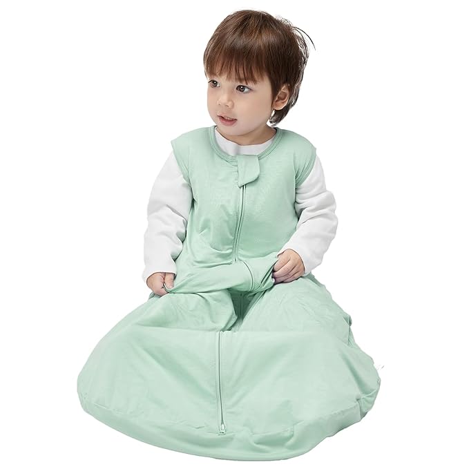Duomiaomiao Buttery Soft Rayon Made from Bamboo Baby Sleep Sack 6-18 Months 1.0 TOG, Premium Baby Sleeping Bag 2-Way Zipper for Babies