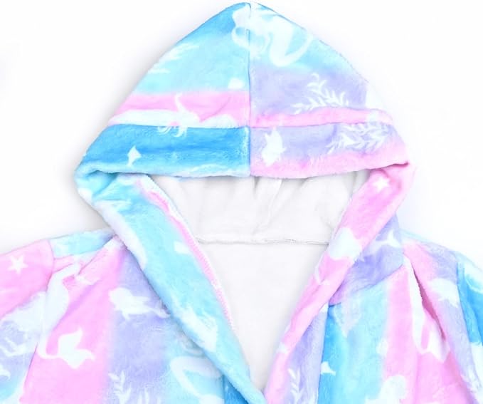 QPANCY Girls Robe Kids Bathrobes Soft Plush Fleece Pajamas Sleepwear