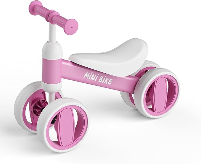 SIMATE Balance Bike Toys for 1 Year Old Boys Girls, 12-24 Month Toddler Ride on Toys, 4 Silent Wheels & Soft Seat, First Birthday Gifts for Baby Girls Boys