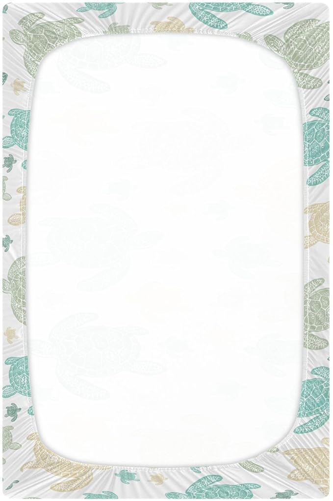 Sea Turtles Crib Sheet for Boys Girls, Super Soft Breathable Fitted Crib Sheet for Standard Crib & Toddler Mattress, Nursery Sheet, 28x52 in