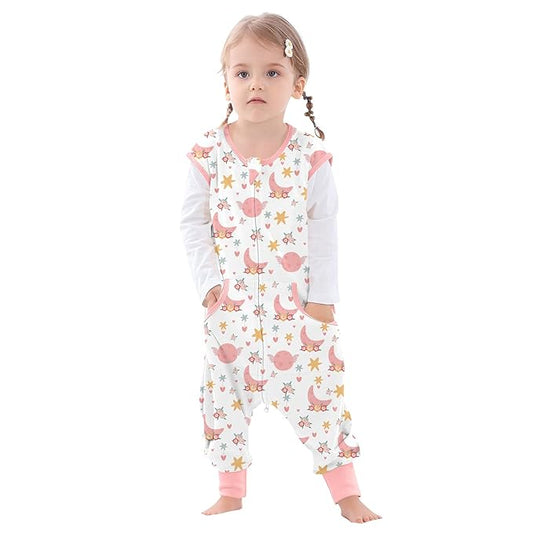 Toddler Sleeping Sack, Toddler Sleep Sack with Feet, Walker Wearable Blanket, Sleep Sack with Legs,0.5Tog（Flower 3T-5T）