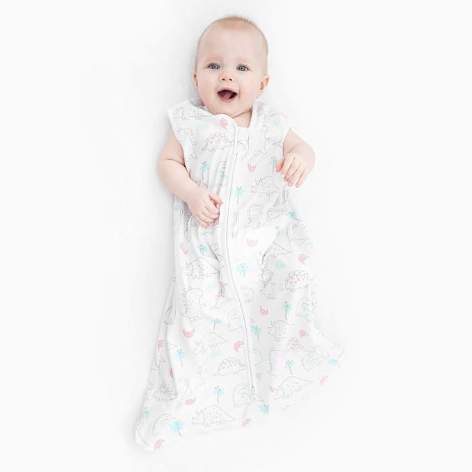 TILLYOU 2 Pack Baby Sleep Sack 18-24 Months 100% Cotton Wearable Blanket 0.5 TOG Sleeveless Summer Sleep Sacks with 2-Way Zipper, Woodland Dinosaurs