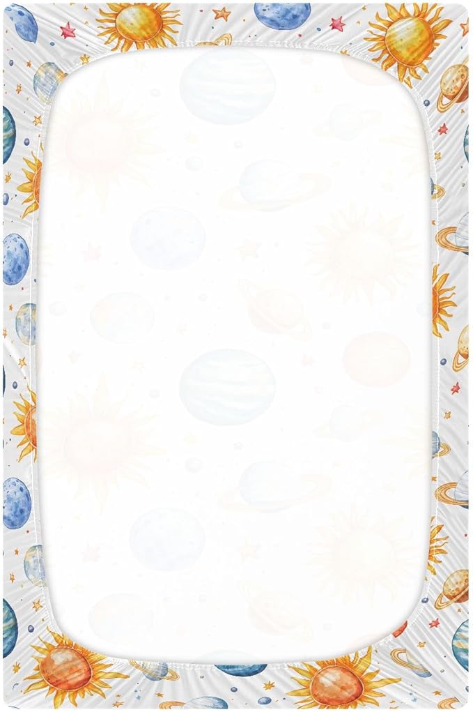 Baby Crib Sheets Fitted Crib Sheet Standard Crib and Toddler Mattress for Boys Girls 39 * 27in Pink Starfish Shell Pattern (Planet Watercolor Pattern, Small)