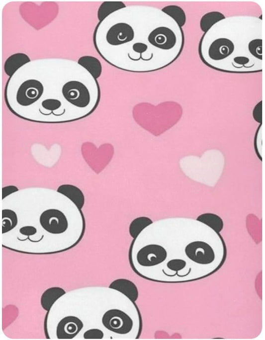 Pink Cute Panda Love Crib Sheets Standard Crib Toddler Mattresses Cover Fitted Baby Bed Sheet Breathable Crib Mattress Sheet for Girls Boys 52" x 28"x5''