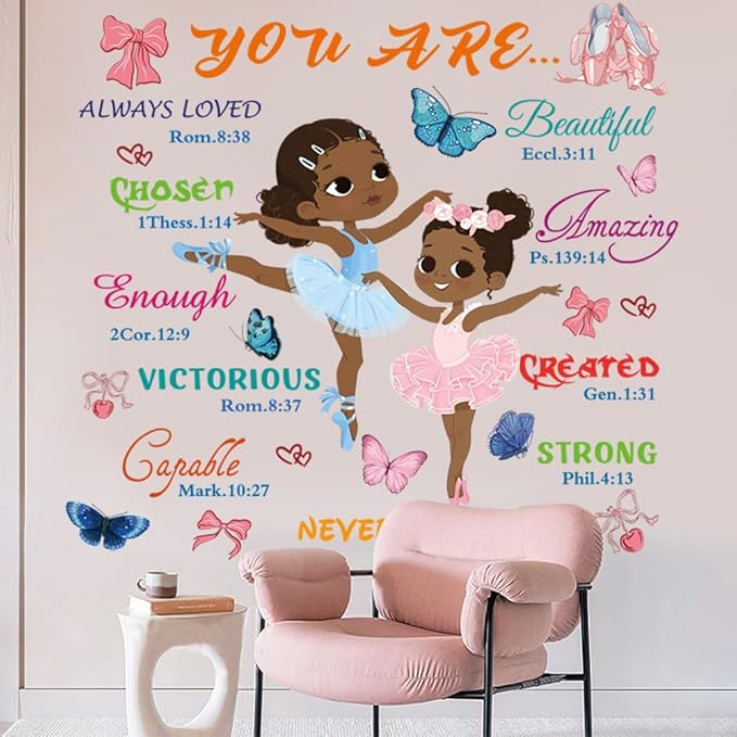 Colorful Inspirational Wall Decals You are Quote Wall Art Sticker Black Girl Wall Sticker Motivational Phrases Wall Stickers Peel and Stick for Girls Living Room Nursery Playroom Bedroom.