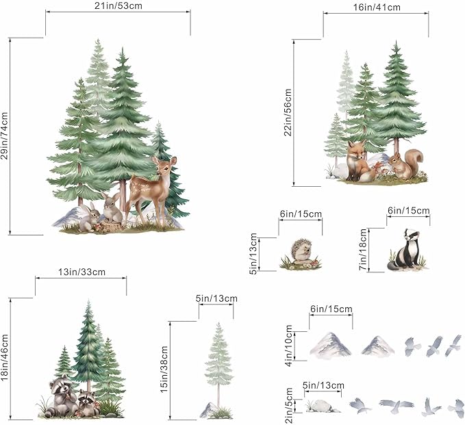 Animal Wall Stickers Decals for Nursery: Baby Animals Theme Peel and Stick Removable Vinyl Wall Stickers for Infant Room Kids Bedroom Toddler