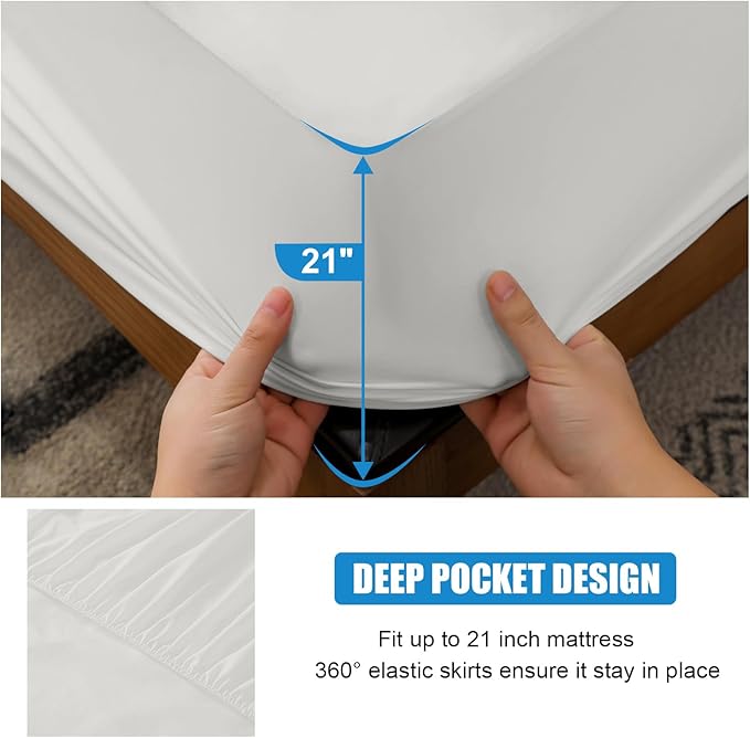 2 Pack Mattress Protector Queen Size 100% Waterproof Fitted Mattress Cover, Breathable Noiseless & Machine Washable Bed Cover Deep Pocket from 5" to 21", Bed Protector for Pets Kids Adults Light Grey