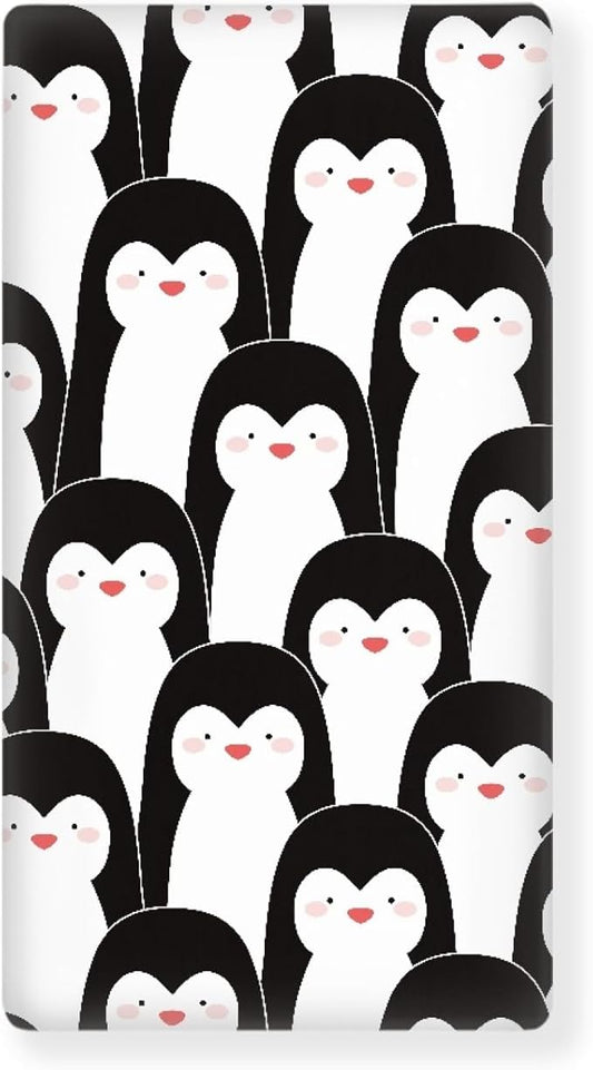 Cute Penguins Fitted Crib Sheet Penguin Cartoon Baby Crib Sheet Fit Standard Crib and Toddler Mattress,Crib Mattress Sheets for Boys Girls 28"x52"