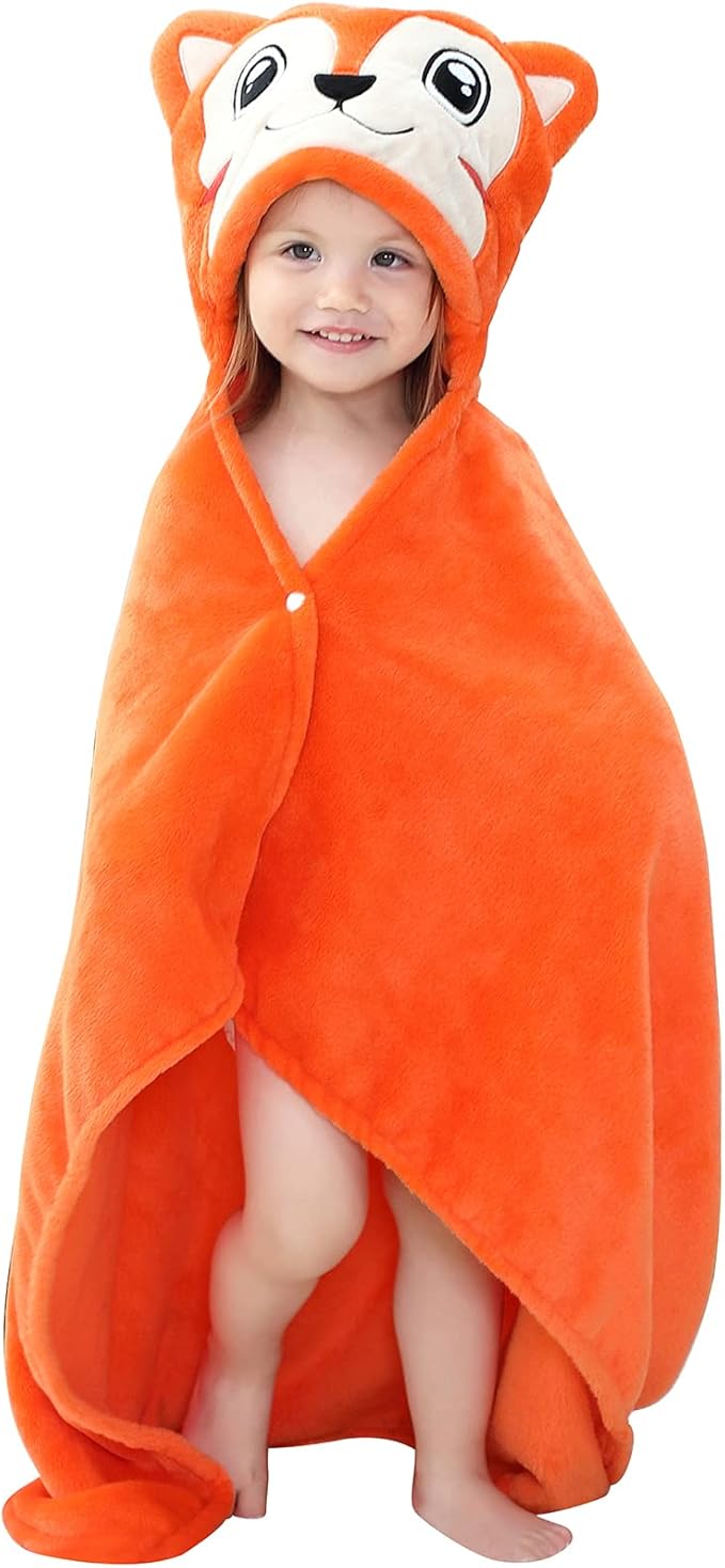 Wearable Blanket Hoodie for Kids Toddlers Hooded Towels Soft Cozy Wearable Throw Blanket Hoodie for Boys Girls