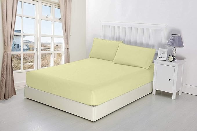 600 Thread Count Cotton Fitted Sheet for Twin Size|100% Egyptian Cotton Fitted Sheet|1 Piece Fitted Sheet Comfy, Ultra Soft, Breathable|16 Inch Deep Pocket Fitted Sheet in Ivory Solid