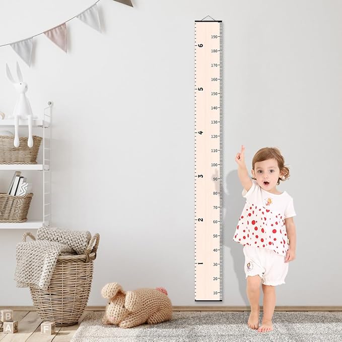 Nustila Classic Kids Growth Chart for Wall Height Chart for Boys Girls Handcrafted Using Canvas and Wood - Great Christmas Birthday Gift for Children Growing Up Souvenirs 79 in X 7.9 in