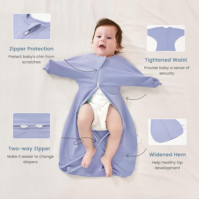 ZIGJOY Baby Transitional Swaddles for Newborns: 0.5 Tog Arms Up Sleep Sack 3-6-12 Months Soft Cotton Shark Fin 2 Way Zipper