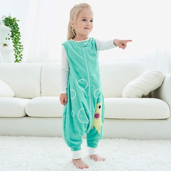 MICHLEY Toddler Sleeping Sack with Feet Newborn Infant Sleeveless Sleeping Bag 2-way Zipper Baby Wearable Blanket for Walkers,Green Octopus,5-6T