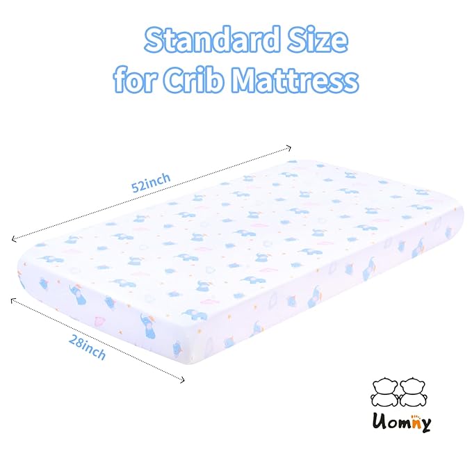 UOMNY Crib Sheet,Boys Girls Crib Sheets Baby Sheet for Standard Crib and Toddler Mattresses Nursery Bedding Sheet Crib Mattress Sheets for Boys and Girls 1 Pack Toddler Sheet
