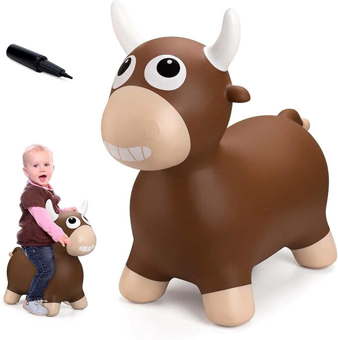 Upper Rider Bouncy Horse Hopper, Inflatable Farm Cow Bouncy Bull, Bounce and Ride on Animal Bouncer for Toddlers, Indoor Outdoor Birthday Gifts for Boys Girls 18 Months 2 3 4 5 6 Years Old