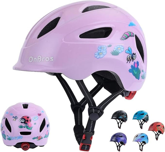 Kids Bike Helmet, OnBros Kid Bicycle Helmet for Girls and Boys with Light Lightweight Kids Helmets Certified Toddler Helmets for Kids 3-5-8-10 Age (46-50-55 cm)