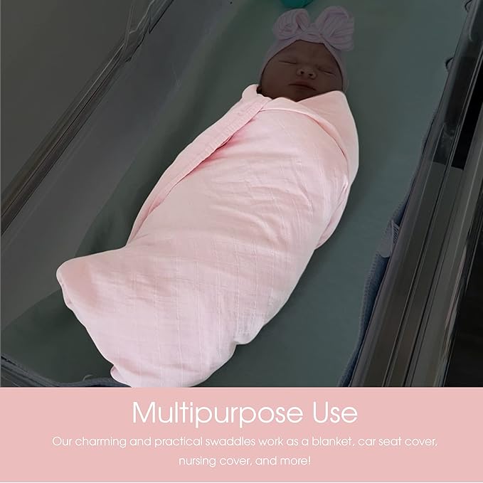 Ali+Oli Muslin Swaddle Blanket for Baby (Rainbow) Large 47" x 47" Soft Rayon Made from Bamboo & Organic Cotton, Machine Washable Receiving Blanket Wrap for Newborn to Toddler
