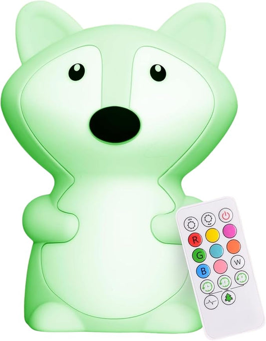Lumipets Fiona The Fox Squishy Night Light for Kids | Silicone Mood Lamp with Tap & Remote Control | Rechargeable Color Changing Animal NightLight for Boys & Girls | Portable Nightlight with USB Cord