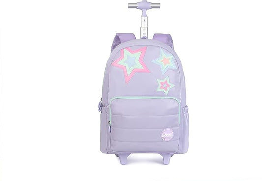 kingdisen Purple Kids Rolling Backpacks for Girls 8-12 (STARS PURPLE)