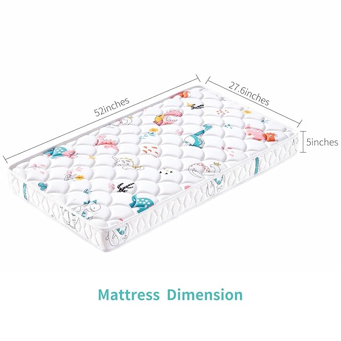 Premium 5" Crib Mattress and Toddler Mattress, Dual-Sided and Firm, Hypoallergenic Crib Mattress, Fits Standard Crib and Toddler Bed