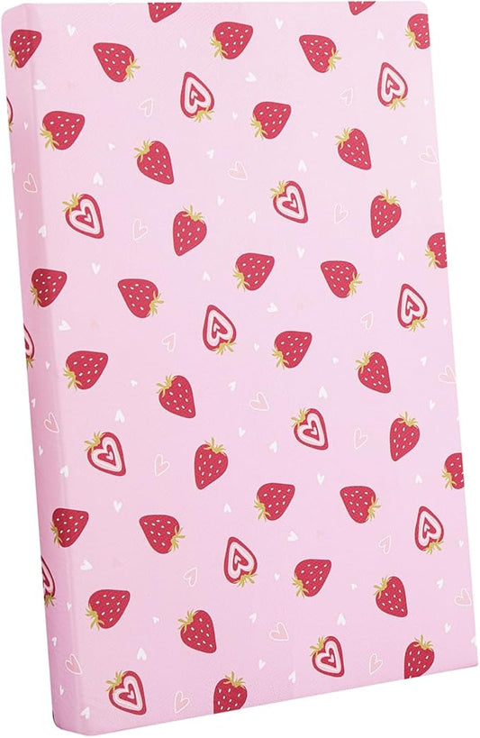 Viviland Pack n Play Mattress - 38" x 26" Premium Soft Foam Portable Toddler Mattress for Pack and Play Topper, Odorless, Breathable, Comfortable and Stable, mini pad for Baby mattresses (Strawberry)