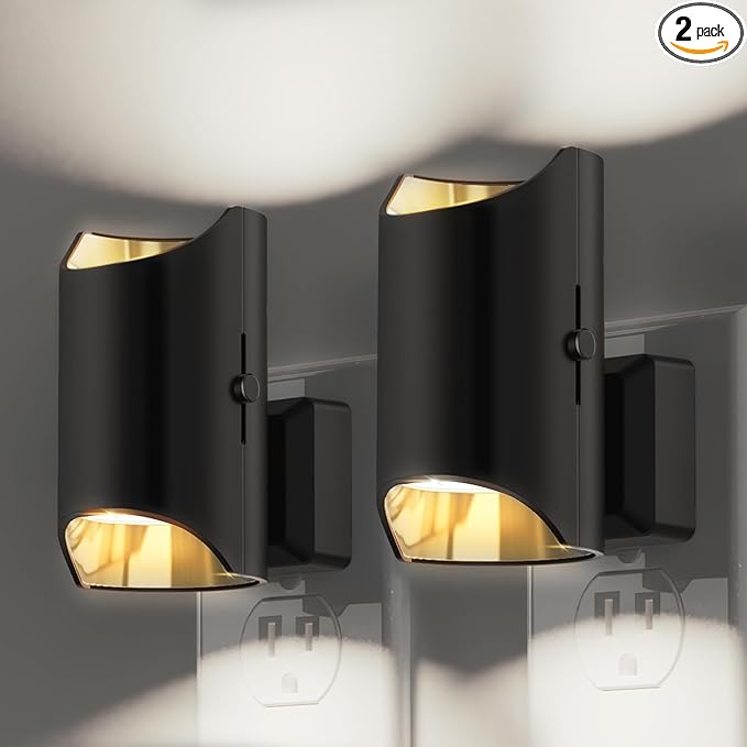 L LOHAS LED Night Lights, Plug into Wall, Bright Dimmable Lights with Sensor, Decorative for Hallway, Bathroom, Kitchen - 2 Pack