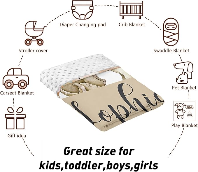 Custom Name Crib Bedding Set 3-Piece – Cute Dinosaur Design Baby Bedding Set with Personalized Soft Blanket, Fitted Sheet, Changing Pad Cover – Ideal Newborn Gift for Boys and Girls