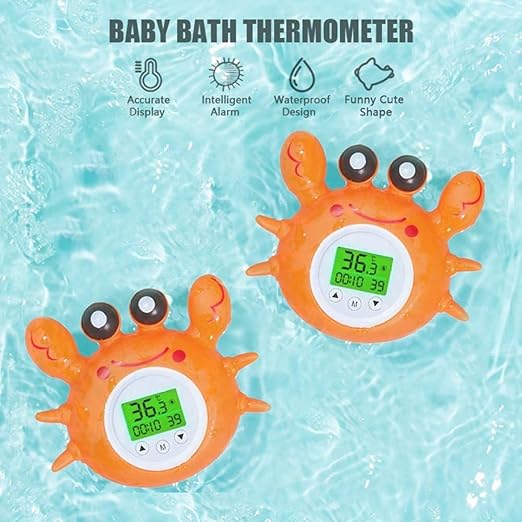 Digital Baby Bath Thermometer Baby Safety, Room Thermometer with LED Display Temperature Warning, Infant Bath Toys Floating Toy