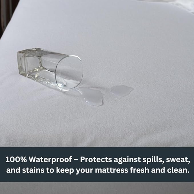 Zippered Waterproof Mattress Protector – 6-Sided Encasement, Bed Bug & Dust Mite Proof, 12” Deep Cover for Full Protection (Queen)