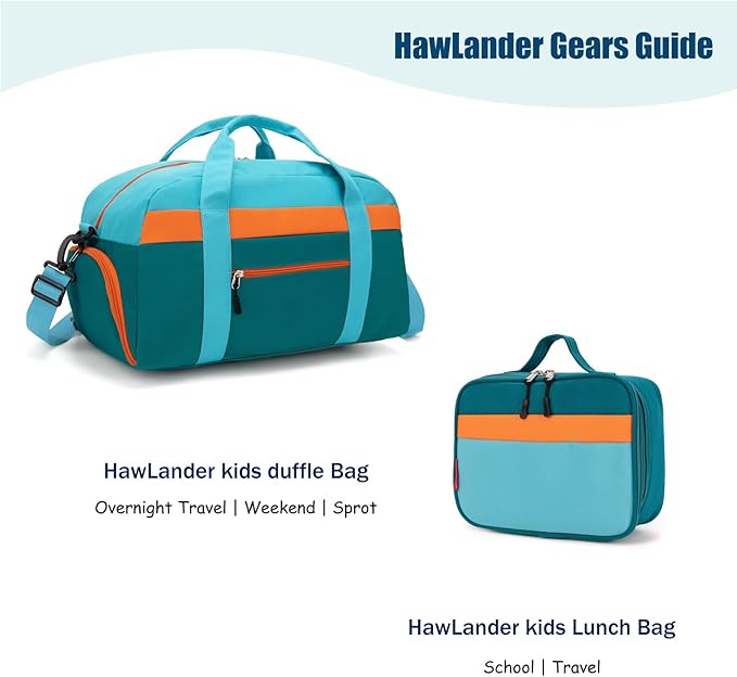 HawLander Little Kids Backpack for Boys or Girls, Toddler School Bag Fits 3 to 6 years old, D Green Blue, 15 Inch