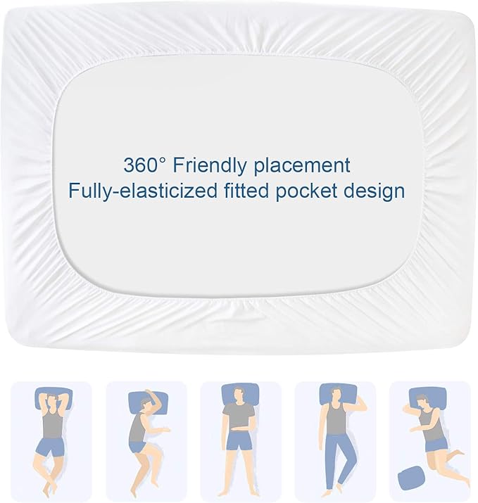 Twin Extra Long (XL) Mattress Protector Pad Waterproof Quilted, Breathable & Cooling Twin XL Mattress Cover Fitted for College Dorm Room Essentials with Deep Pocket Up to 18", (White)