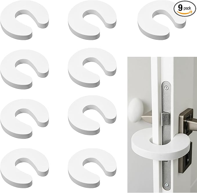 9PCS Door Finger Pinch Guard, Soft Foam Door Slam Stopper, Cat, Baby Door Pinch Guard, Anti Door Slam, Prevent Finger Pinch Injury, Infant Cat Inside The Door（White）