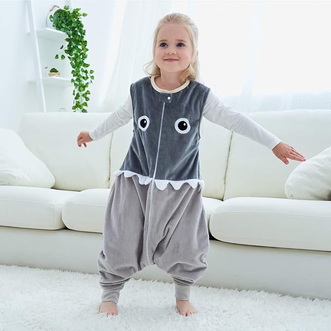 MICHLEY Toddler Sleeping Sack with Feet Newborn Infant Sleeveless Sleeping Bag 2-way Zipper Baby Wearable Blanket for Walkers,Grey Shark,3-5T