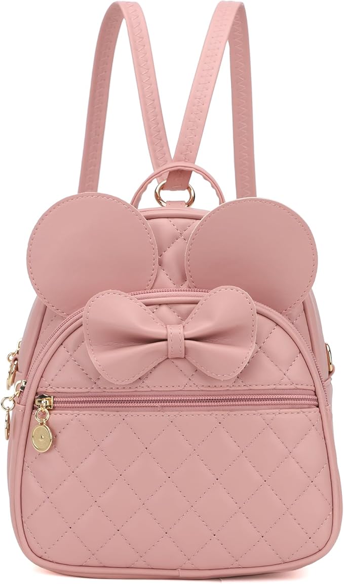 KL928 Girls Mini Backpack Bowknot Polka Dot Cute Small Daypacks Convertible Shoulder Bag Purse for Women