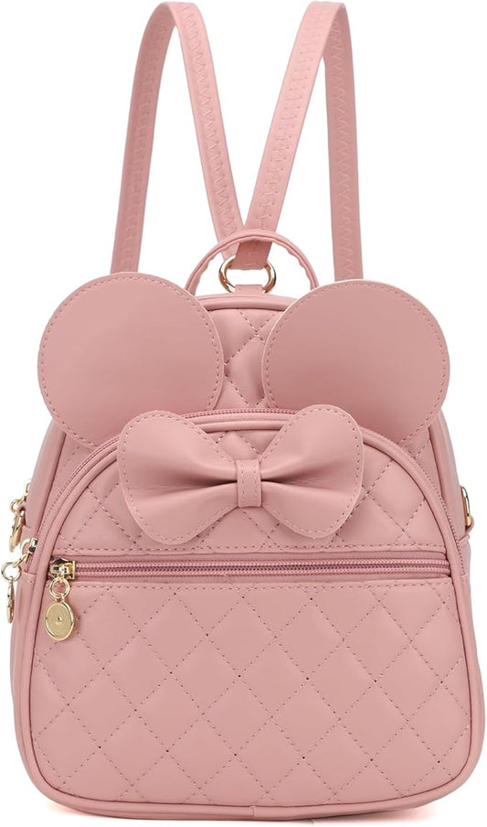 KL928 Girls Mini Backpack Bowknot Polka Dot Cute Small Daypacks Convertible Shoulder Bag Purse for Women