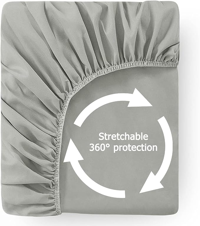 2 Pack Full Premium Waterproof Mattress Protector, Soft Breathable Mattress Pad, Noiseless Waterproof Bed Cover - Stretch to 21" Fitted Deep Pocket Mattress Protection Cover - Light Grey