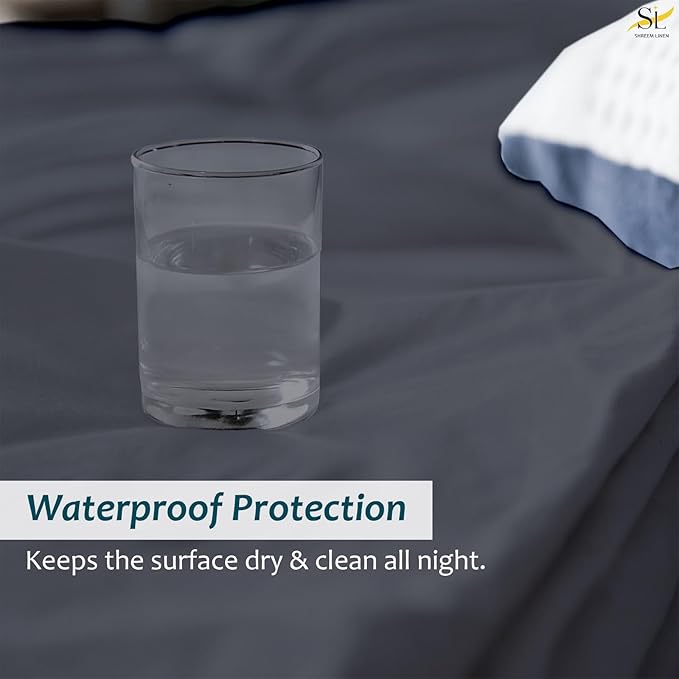 Queen Mattress Protector Fitted Sheet Style - Waterproof Vinyl Mattress Cover, Breathable, Bed Wetting & Spill Protection, Fits Mattresses up to 11.5" Deep (Dark Grey)
