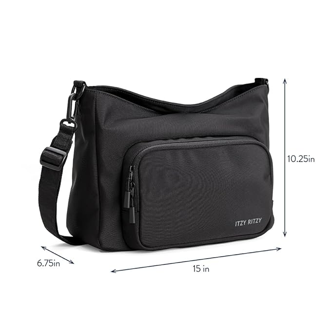 Itzy Ritzy Belong Cargo Caddy - Attaches to Stroller or Wagon; Also Includes Shoulder/Crossbody Strap (Black)