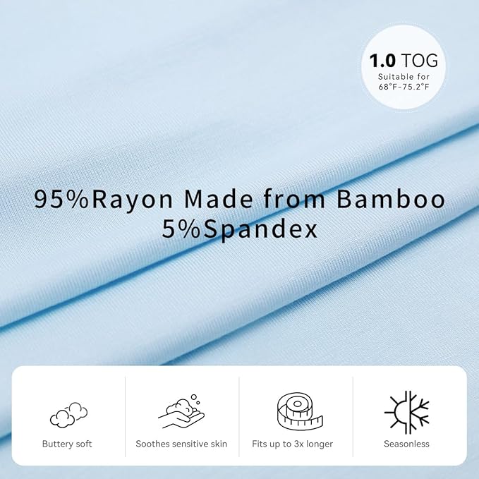 Unisex Rayon Bamboo Baby Sleep Sack TOG 1.0, Toddler Sleeping Sack 0-6 Months, 2-Way Zipper YKK