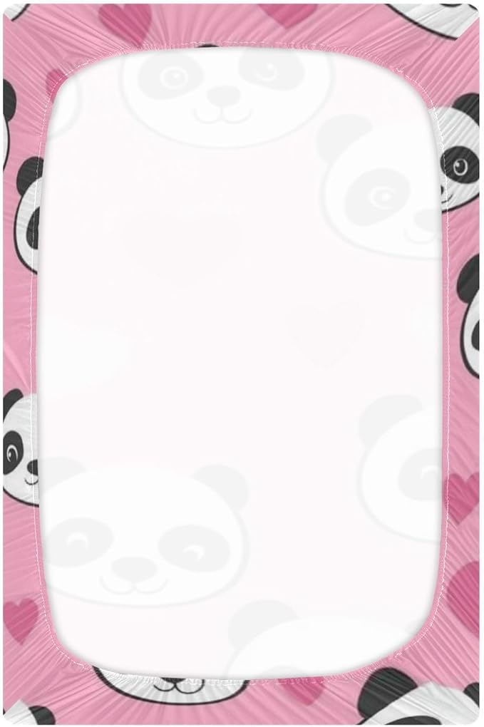 Pink Cute Panda Love Crib Sheets Standard Crib Toddler Mattresses Cover Fitted Baby Bed Sheet Breathable Crib Mattress Sheet for Girls Boys 39''x27''x9''
