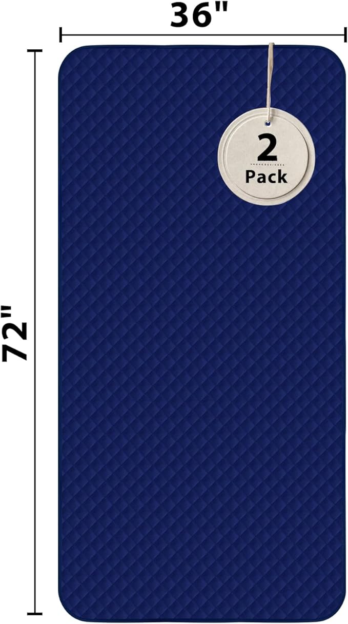 Bed Pads Waterproof 36x72 Inch (2 Pack), Extra Large Washable Pads for Incontinence, Navy Blue Ideal for Elderly, Adults, Kids and Pets