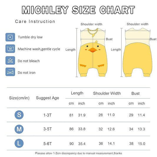 MICHLEY Toddler Sleeping Sack with Feet Newborn Infant Sleeveless Sleeping Bag 2-way Zipper Baby Wearable Blanket for Walkers,Duck,5-6T
