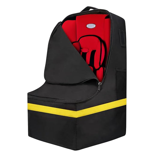 ProFaster Car Seat Travel Bag - Padded, Comfortable, Durable, Roomy Gate Check Carseat Cover Backpack Fits 3-in-1，Convertible, Booster & Infant Car Seats for Airplane, Airport, Yellow