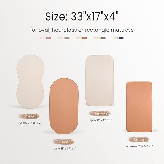 lulumoon Baby Muslin Bassinet Sheets: Cotton Bassinet Sheets Neutral for Boys and Girls - Fitted for Oval Rectangle or Hourglass