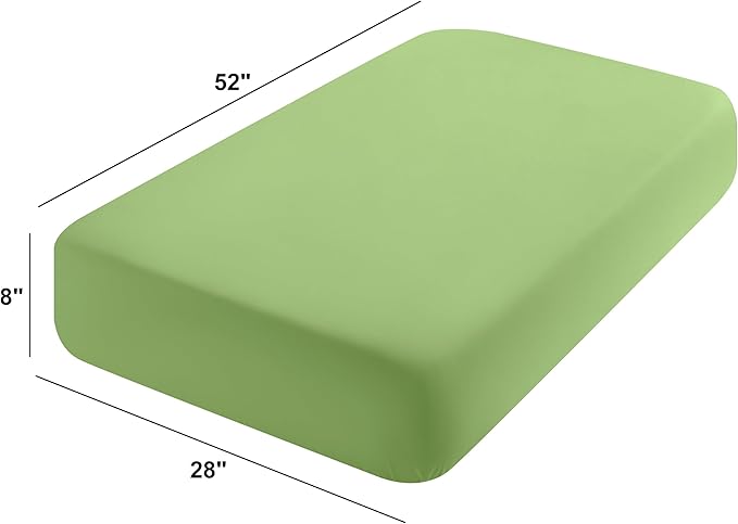 FLXXIE 2 Pack Microfiber Fitted Crib Sheets, Super Soft and Cozy Toddler Fitted Sheets for Standard Crib and Toddler Mattresses, 28x52, Sage Green
