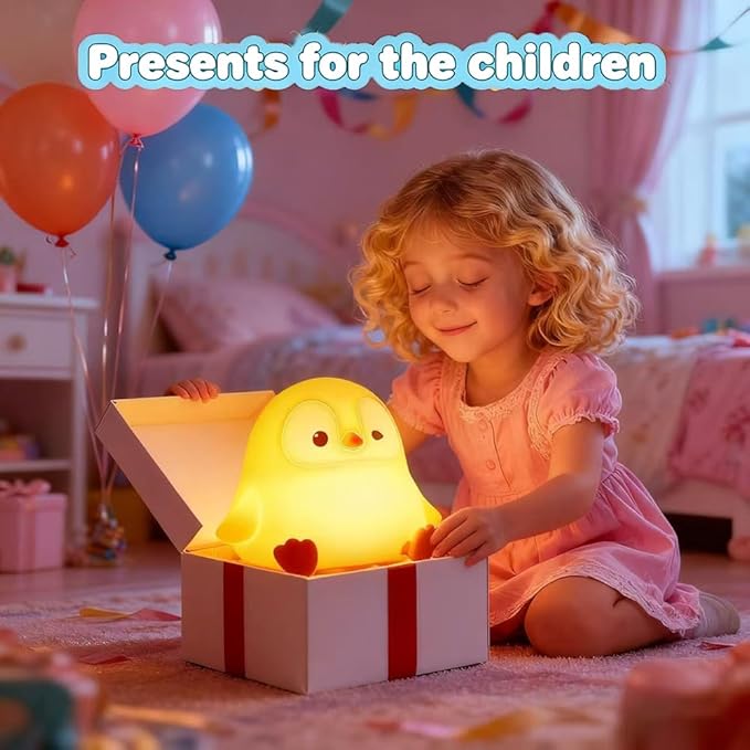 KangTen CHEN Cute Penguin Night Light for Kids Bedroom, Animal Silicone Nursery Night Lamp Touch Control Nightlights USB Rechargeable Bedside Lamp for Baby Children Toddlers Girls Gift