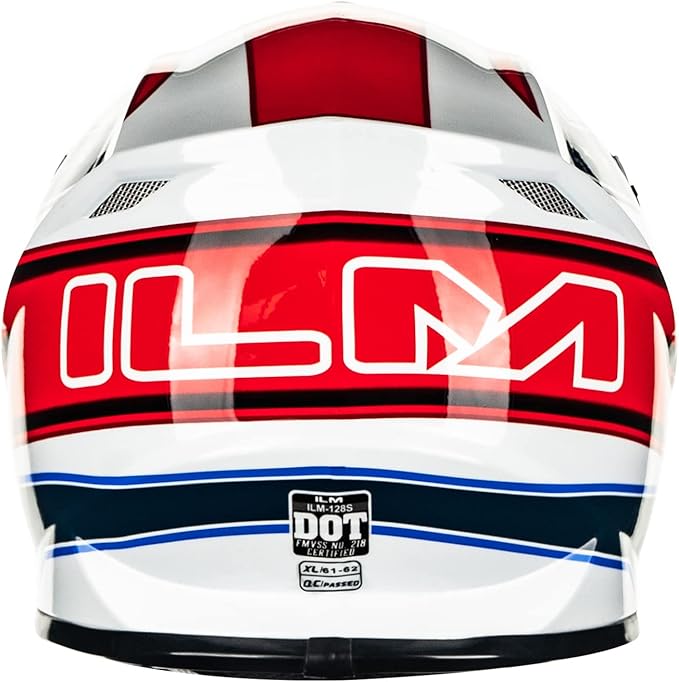 ILM Adult Dirt Bike Helmets Motocross ATV Dirtbike BMX MX Offroad Full Face Motorcycle Helmet, DOT Approved Model 128S (Red Blue, Adult-Large)