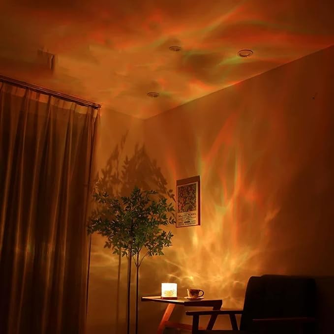Growalleter Ocean Wave Projector Light, 16-Color LED Cube Lamp & Remote, 3D Holographic Water Ripple, Romantic Ambient Lighting for Kids Room, Meditation, Relaxation, Bathroom, Night Light (Plug-in)